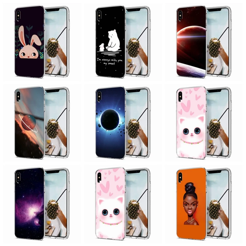 Case For iPhone 7 8 Plus 6 6S/6 Soft TPU Cover Design Cat Cartoon Bear X XS XR Max Phone Back Fundas Q196 |