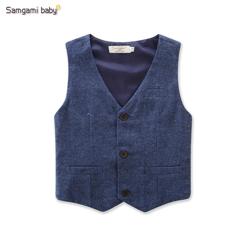 SAMGAMI осенняя одежда для маленьких мальчиков 4 шт. рубашка с длинным рукавом + жилет