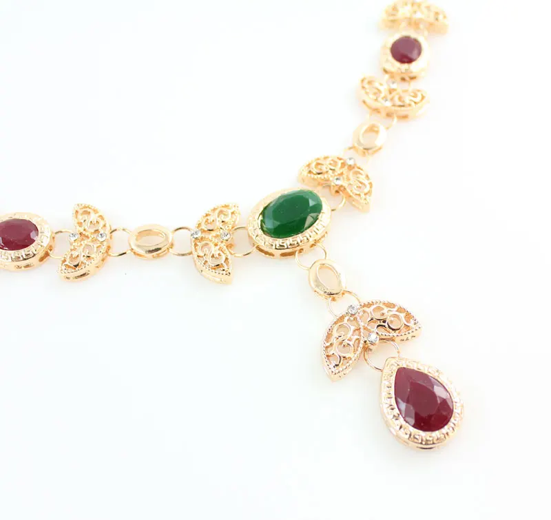 Новое поступление зеленые красные стразы в форме капли воды ожерелье серьги