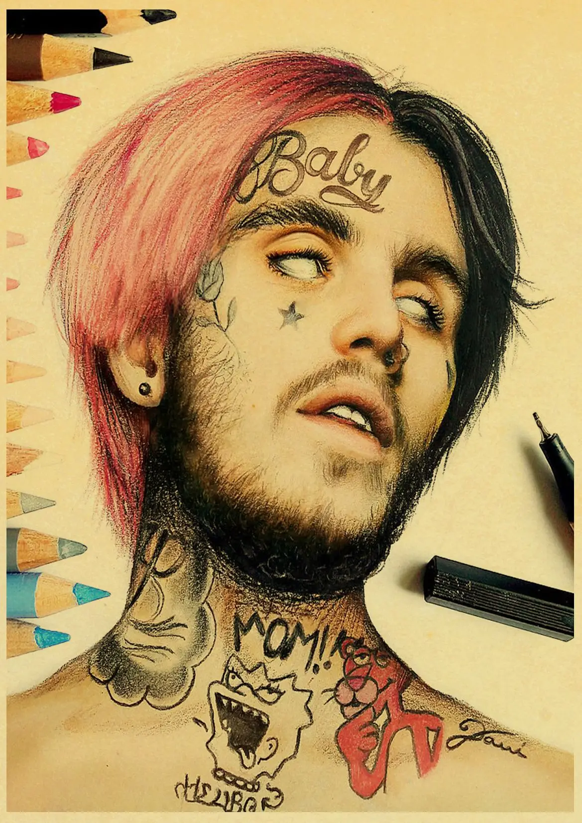Lil Peep хип-хоп певица плакат Современная живопись настенные художественные картины стена спальни, декоративный плакат