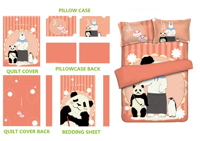 

Shirokuma Cafe Anime BEDDING SET Cartoon Soft Printed Bedding Set With Pillow Case Bed Sheet Duvet Cover Set