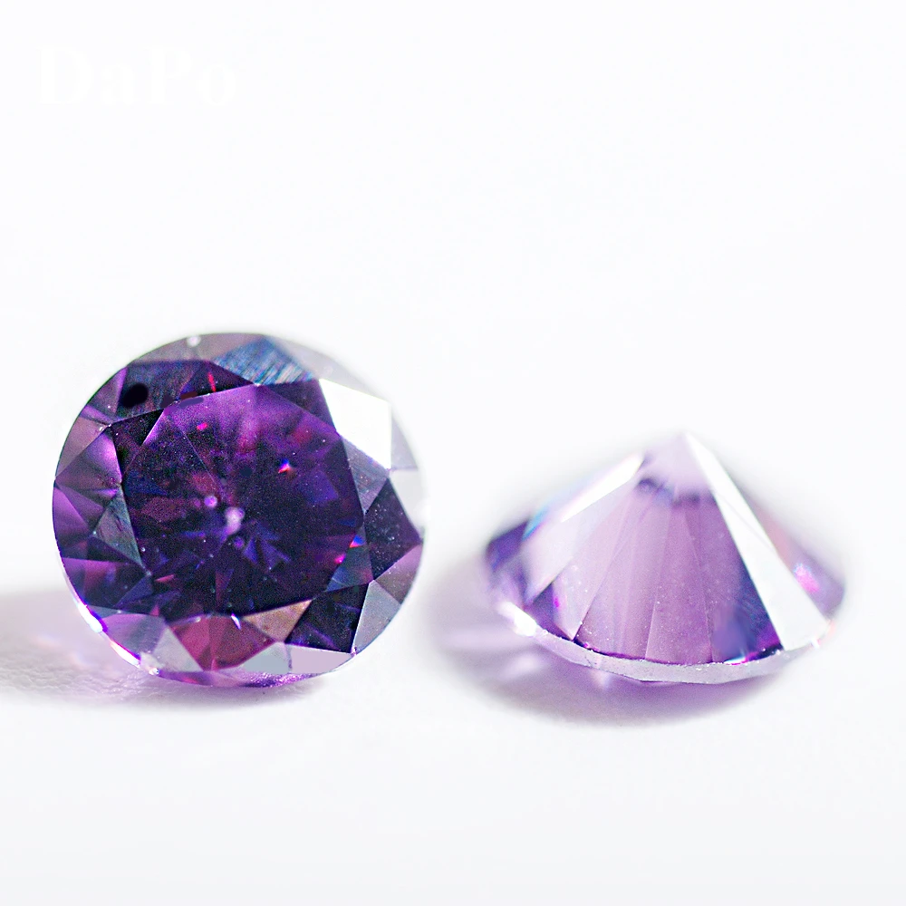 

6mm Violet Classical Luxury Charm Sparkling Round Cubic Zirconia Stone Crystal Clear Exquisite Art Gem 50pcs/pack