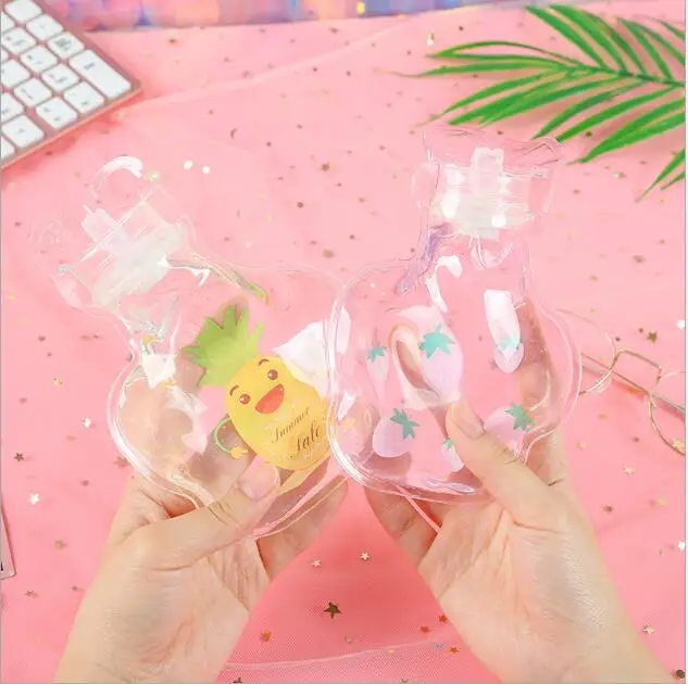 Мультяшная Прозрачная ПВХ бутылка для горячей воды портативные мини-грелки