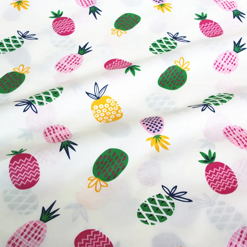 100% хлопок твил ткань отделанной тесьмы Симпатичные Фрукты оранжевый розовый