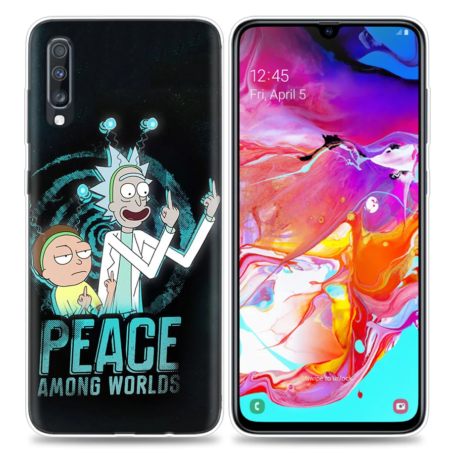 Сумки чехол для samsung мобильного телефона галактики A50 A70 A30 A20 J4 J6 J8 A6 A8 M30 A7 плюс Note 8 9 Рик и Морти черного цвета с рисунком из мультфильма
