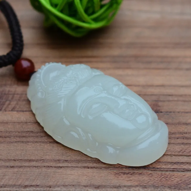 Подвеска из природного белого Афганистана с нефритом Гуаньинь Бодхисаттва
