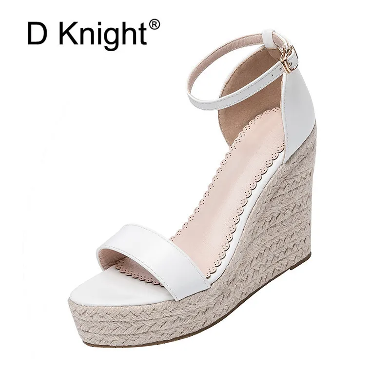 Женские богемные босоножки на танкетке эспадрильи высокой платформе с ремешком