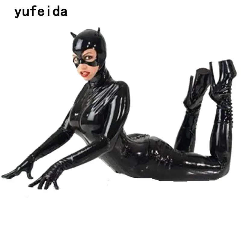 Сексуальное боди YUFEIDA из искусственной кожи эластичное горячее латексное
