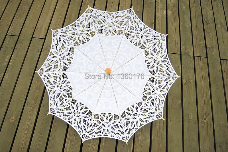 Popular classic! Full of work white lace umbrella parasol cotton battenburg wedding W077#|umbrella machines|umbrella advertisingumbrella chinese |
