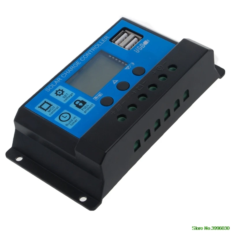 PWM 10/20/30A Dual USB Панели солнечные Батарея регулятор заряда аккумулятора 12/24V ЖК