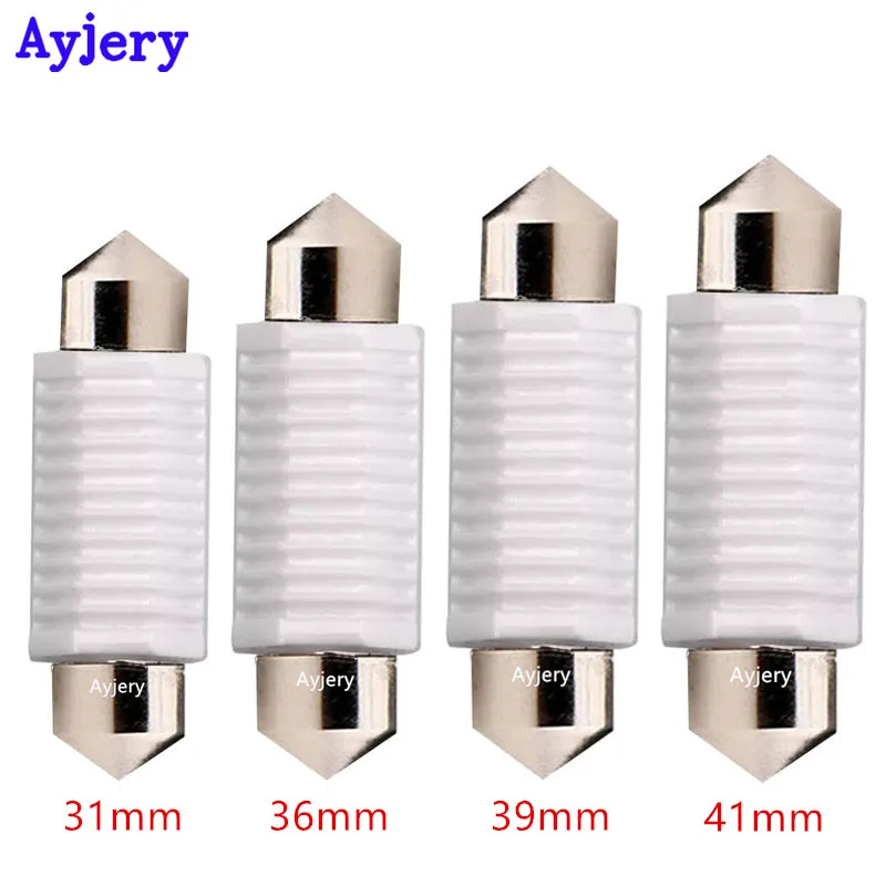 AYJERY новейший 4 шт 31 мм 36 39 41 Festoon C5W Canbus 3030 2 SMD Led керамическая ПВХ Светодиодная лампа
