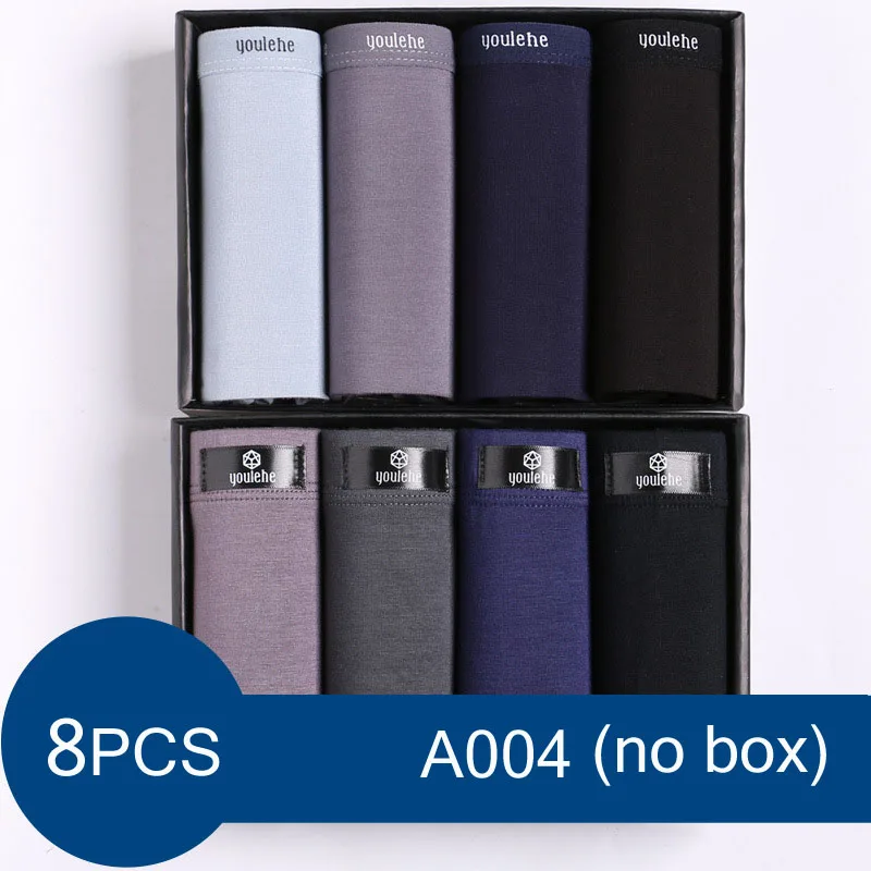 A004 no box Youlehe, 8 шт., модное нижнее белье, боксеры для мужчин, s, боксеры, шорты, мягкие мужские трусы, дышащие сексуальные мужские трусы, Cuecas, Прямая поставка - Цвет: A004 no box