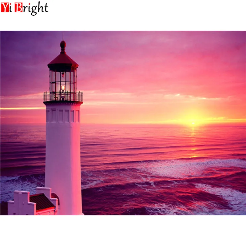 

Full Square 5D DIY Diamond Lighthouse Embroidery Cross Stitch Rhinestone Mosaic Diamond Painting Landscape Decor Gift XY1