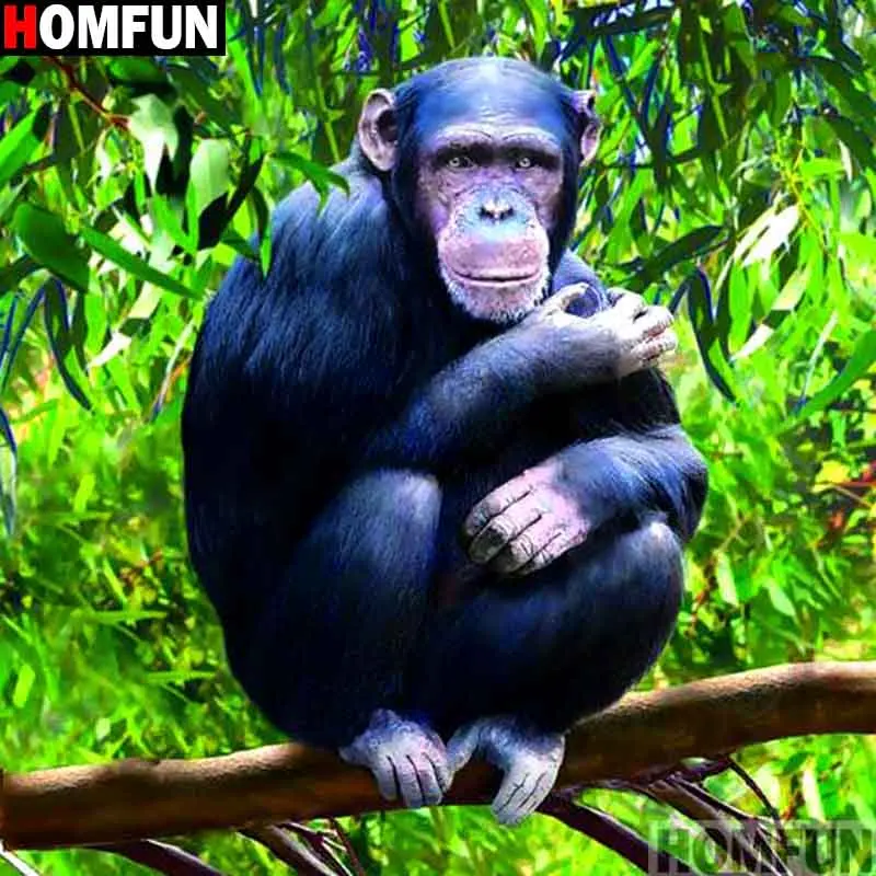 Алмазная живопись HOMFUN животные обезьяны алмазная вышивка с полными