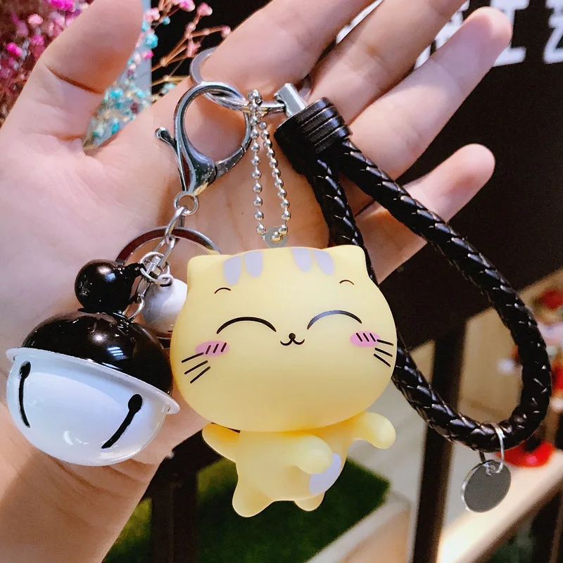 2018 Cute Cat Bell Keychain Key ring for Women Bag Purse Charm Jewelry Car chian Holder Pendant | Chains