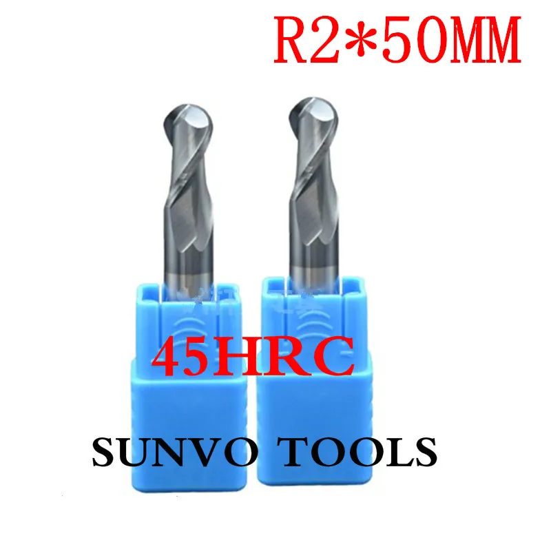 5 шт./компл. R2x50MM 4 мм HRC45 HRC50 HRC55 HRC60 HRC65 ЧПУ Вольфрам карбида со сферическим концом Спираль Бит ЧПУ фрезы Фрезы для контурной обработки