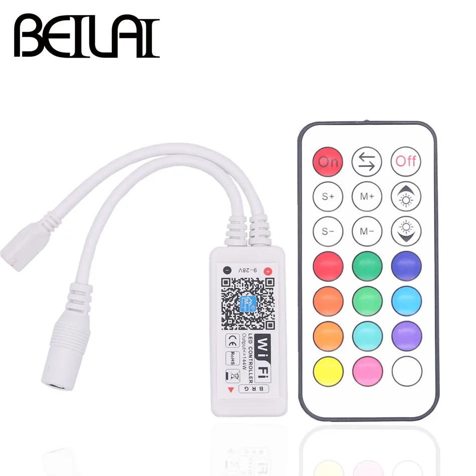 BEILAI DC 12 В 24 Мини wifi светодиодный RGB контроллер с RF 21Key пульт дистанционного