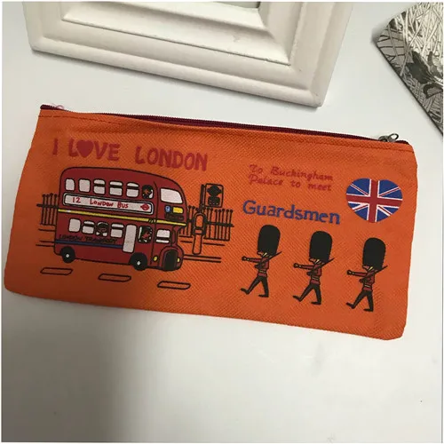 orange Чехол для карандашей в лондонском стиле, косметичка для макияжа, сумка-держатель, женские косметички, кошелек на молнии, чехол для монет - Цвет: orange