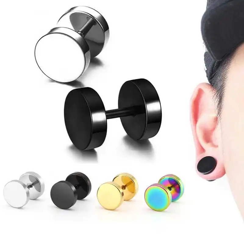 1 шт. нержавеющая сталь гантели винтовые серьги гвоздики для мужчин и женщин в