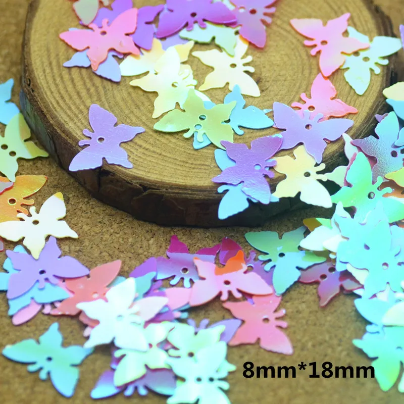

Бесплатная доставка, 200 шт./упак. 8 мм * 18 мм, разноцветные лазерные блестки в форме бабочки, украшения для окон