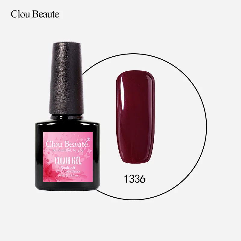 Clou Beaute, 10 мл, замачиваемый Гель-лак для ногтей, горячая Распродажа, телесные цвета, зеленый, розовый, красный лак для ногтей, Гель-лак для ногтей, долговечный дизайн ногтей - Цвет: 1336