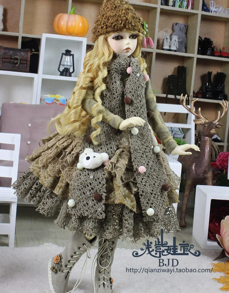 Шарнирное платье + шапка шарф для SD одежды аксессуары кукол в комплект не входят