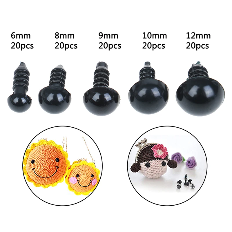 

100pcs 6-12mm Black Plastic Crafts Safety Eyes for Teddy Bear Soft Toy Animal Doll Amigurumi DIY Accessories WholeSale