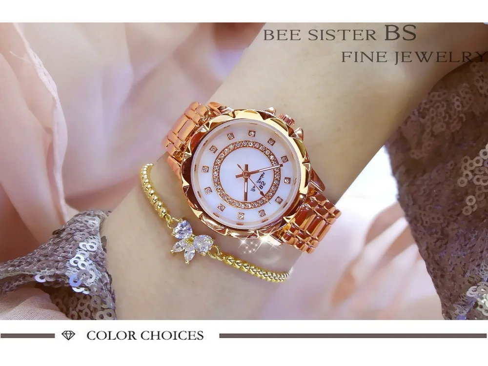 Montres femme BS повседневные женские часы, женские часы с бриллиантами, женские часы, брендовые Роскошные Кварцевые часы dourado relogio feminino