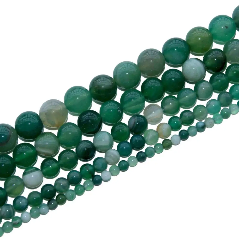 Green Striped agate Агаты бирюзой Натуральный Камень Бисер Амазонит Круглые бусины для самостоятельного изготовления ювелирных изделий Цепочки и ожерелья браслета 4/6/8/10/12 мм - Цвет: Green Striped agate