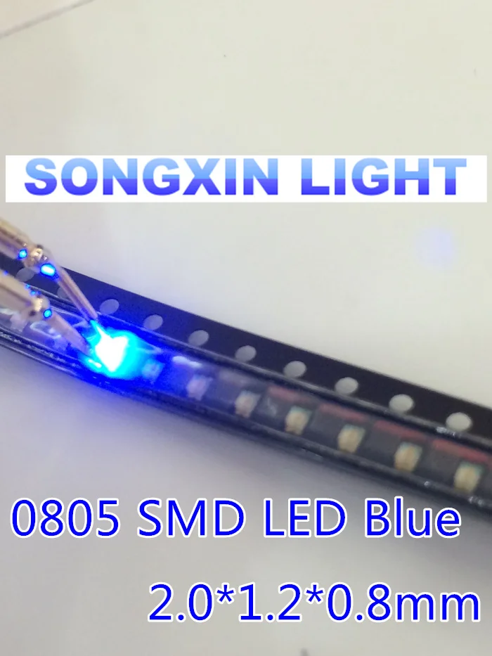 500 шт. SMD 0805 Синий супер яркий светодиодный светильник диоды 460-465nm 80-120mcd 3 0-3 4 v
