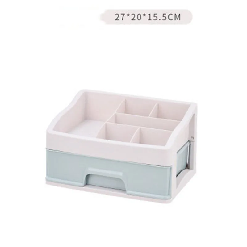 Blue 1Layer Пластиковый органайзер для макияжа, косметический ящик, коробка для хранения косметики, контейнер для ногтей, шкатулка, настольный держатель для хранения, чехол для хранения, инструменты из бисера - Цвет: Blue 1Layer