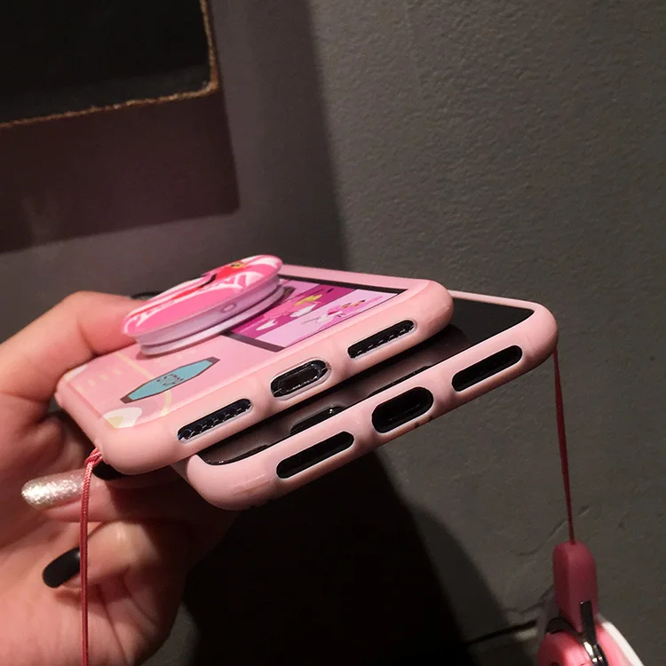 Чехол для телефона samsung S10 Galaxy plus cat shell S7/S8/S9 + Note 8/9 мягкая задняя крышка Розовая