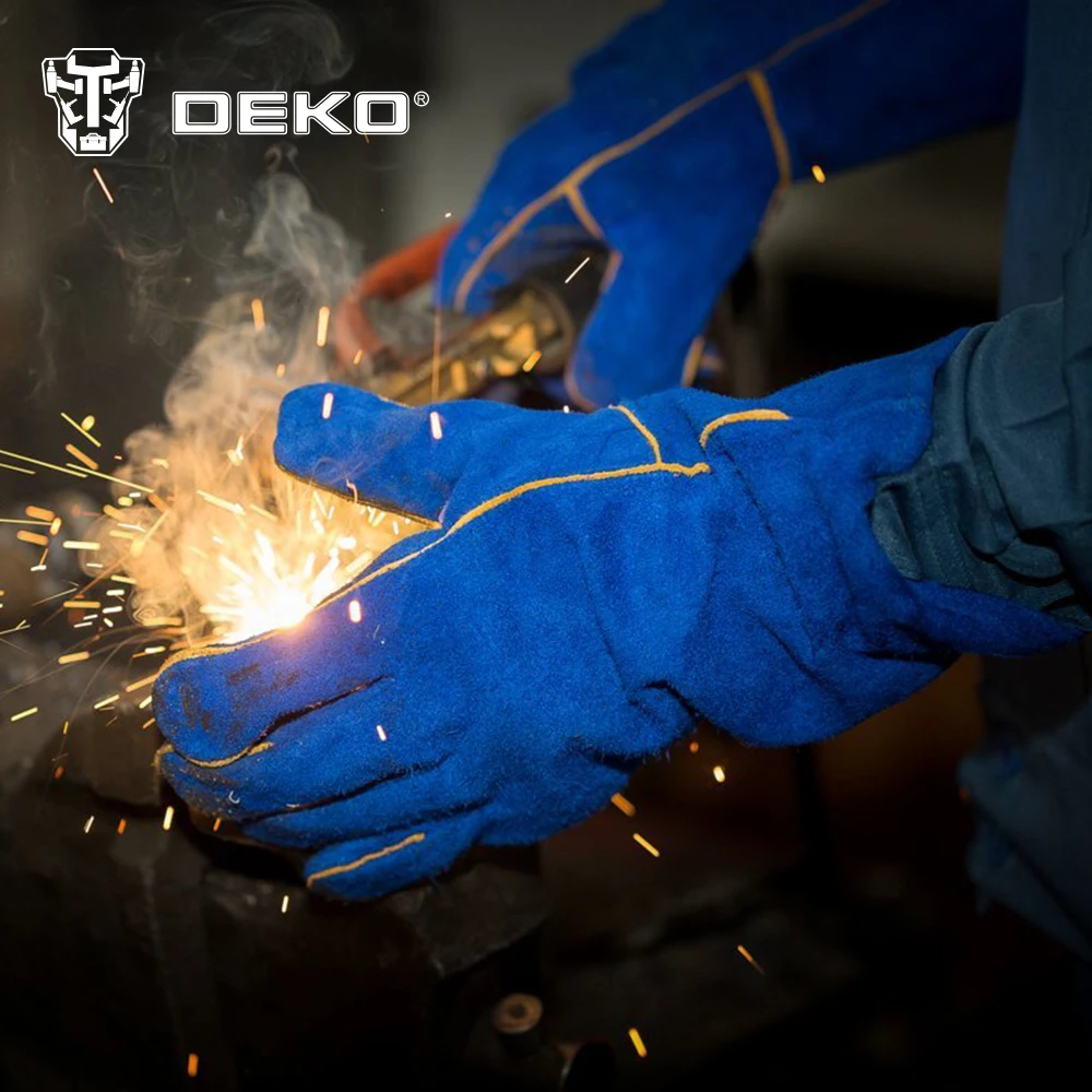 DEKO 15 Inch Leather Welding Gloves for DIY Wood WorkingFireplaceStoveBBQGardeningWelding Work Gloves for TIGMIG Welders (art.: 7b138eb49) - 7b138eb49