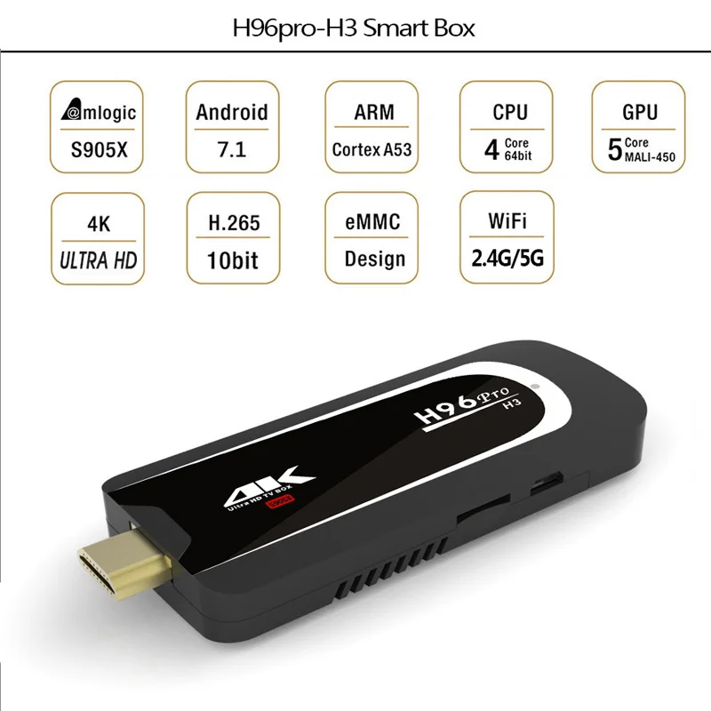 Wechip H96 Pro H3 2G/16G Android 7 1 ТВ коробка донгл Amlogic S905X 4 ядра 2 г 5G Wi Fi мини ПК BT 0 4K HD Смарт