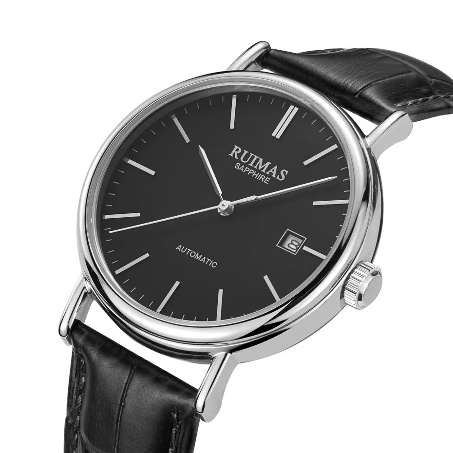 Reloj Hombre мужские автоматические Роскошные сапфировые классические часы Механические Мужские Простые RUIMAS мужские деловые наручные часы