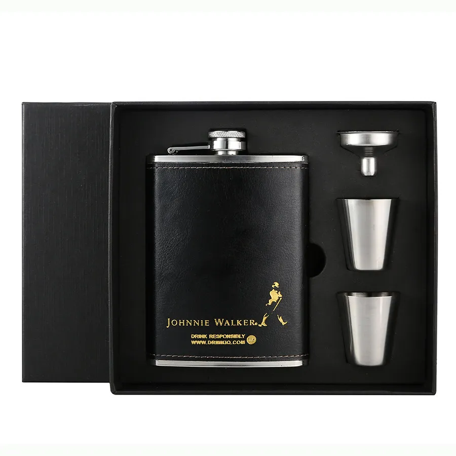 8oz with Gift Box BIUBIUTUA 8 унций, Кожаная набедренная фляжка, фляга из нержавеющей стали для виски, для путешествий на открытом воздухе, товары первой необходимости для мужчин, подарочный набор фляжек - Цвет: 8oz with Gift Box
