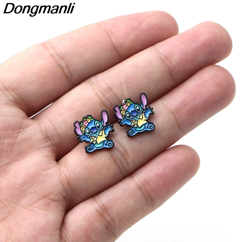 P3709 Dongmanli инопланетянин и стежок серьги гвоздики для женщин Эмаль Нержавеющая сталь пирсинг ювелирные изделия из Кореи Дети девушки