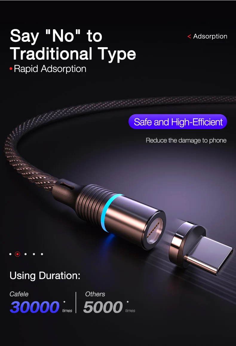 CAFELE QC3.0 Магнитный USB кабель usb type C Micro кабель для iPhone X XS MAX XR 8 7 6 Plus 3A кабель для быстрой зарядки и синхронизации данных