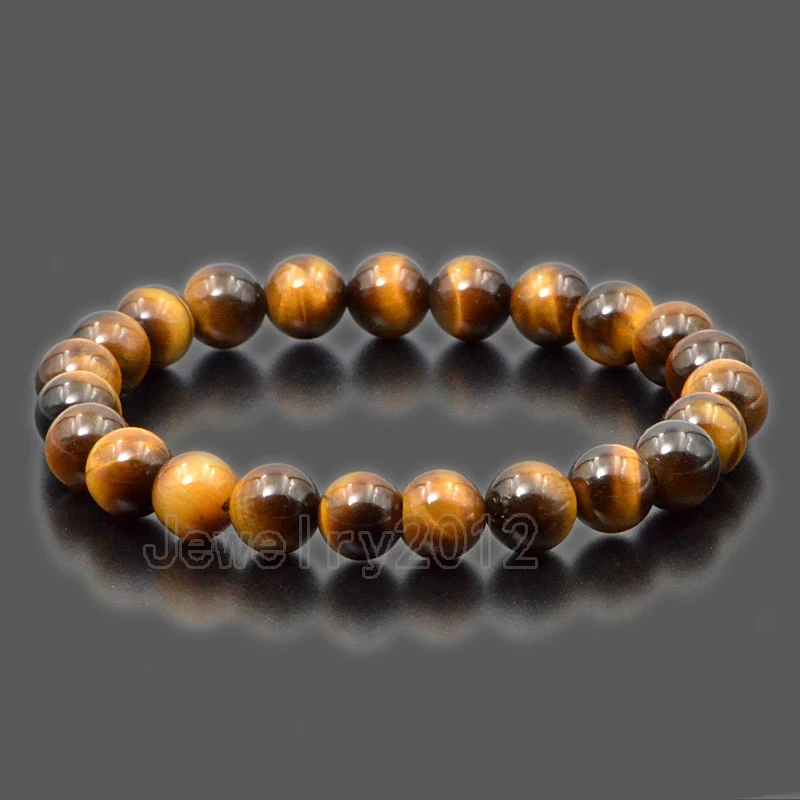 Yellow Tiger Eye 5 шт./лот 8 мм Для Мужчин's Женская Мода Круглый AAA Природные драгоценного камня Бусины эластичный браслет 7." Сделай сам Изготовление ювелирных изделий - Окраска металла: Yellow Tiger Eye