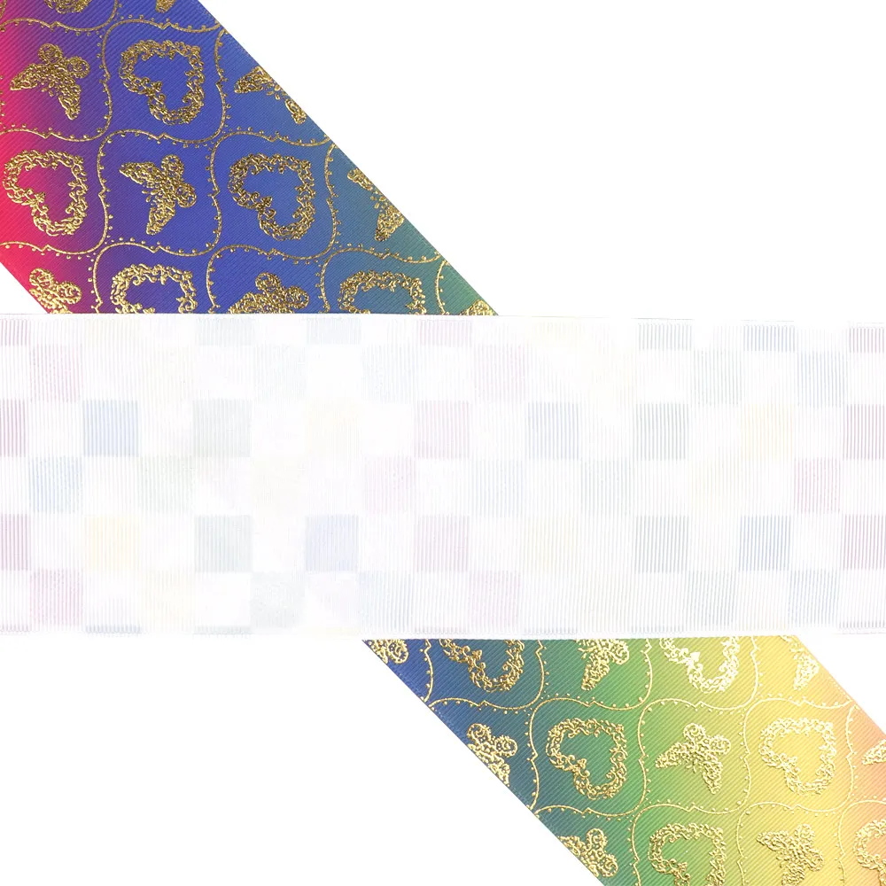 Xugar 75MM Bronzing Love Heart Ribbon Grosgrain Printed For Spring Bow Making Gifts Packing Wrapping Handmade Accessories | Дом и сад