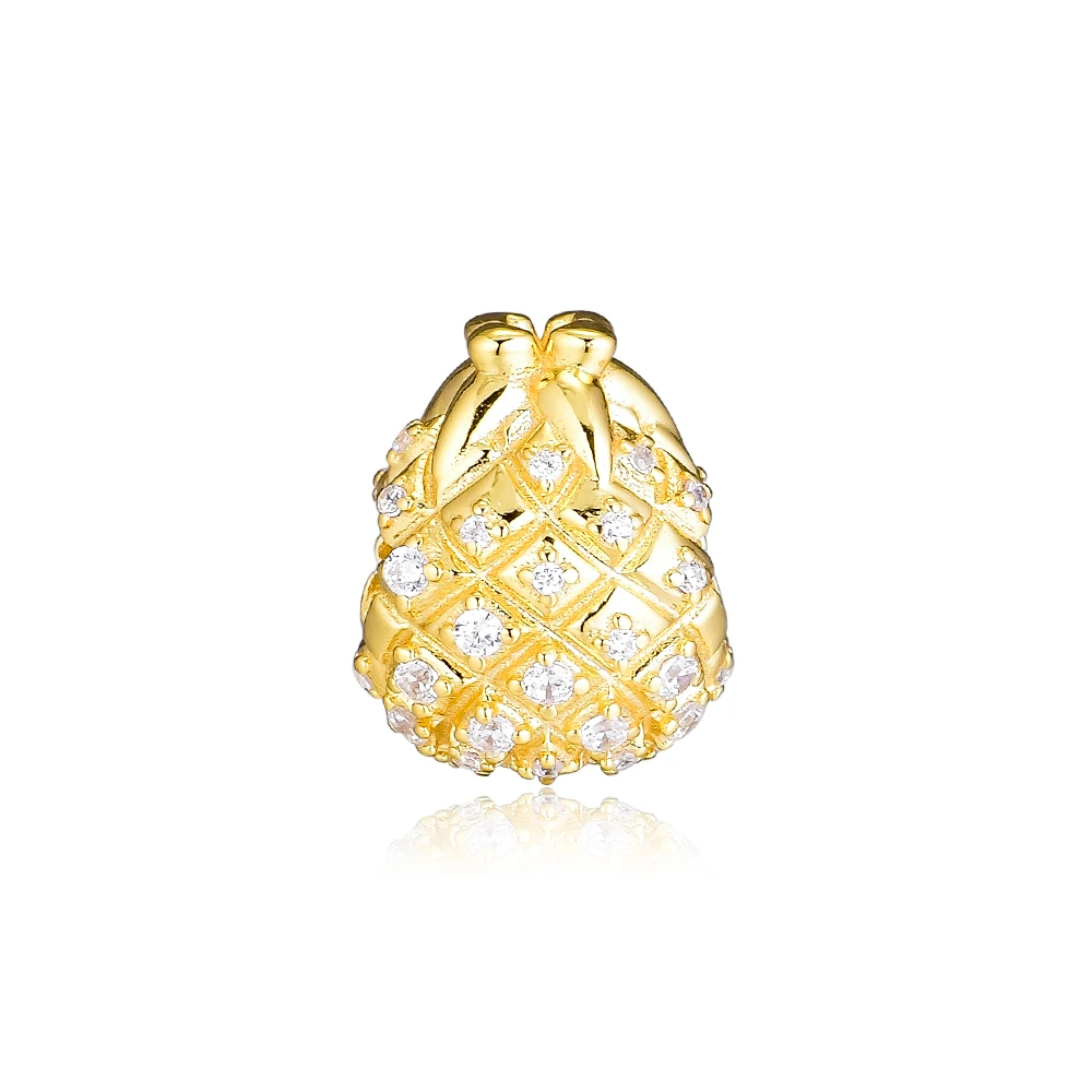 

Genuine 925 Sterling Silver Golden Pineapple Charms Fits Pandora Bracelet Beads for Women Jewelry Making kralen berloques