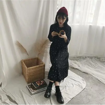 Длинные платья Max женское модное платье с длинным рукавом корейский дизайн