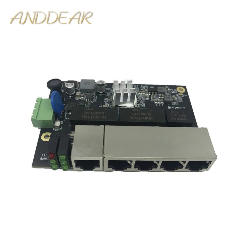 Ethernet Switch Module 5 Ports Unmanaged10/100/1000mbps Industrial PCBA board OEM Auto-sensing Motherboard |