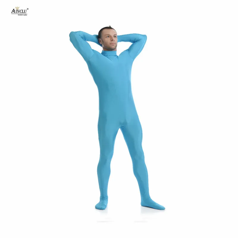 Ainclu мужской спандекс нейлон Zentai светильник-голубой тело вторая кожа