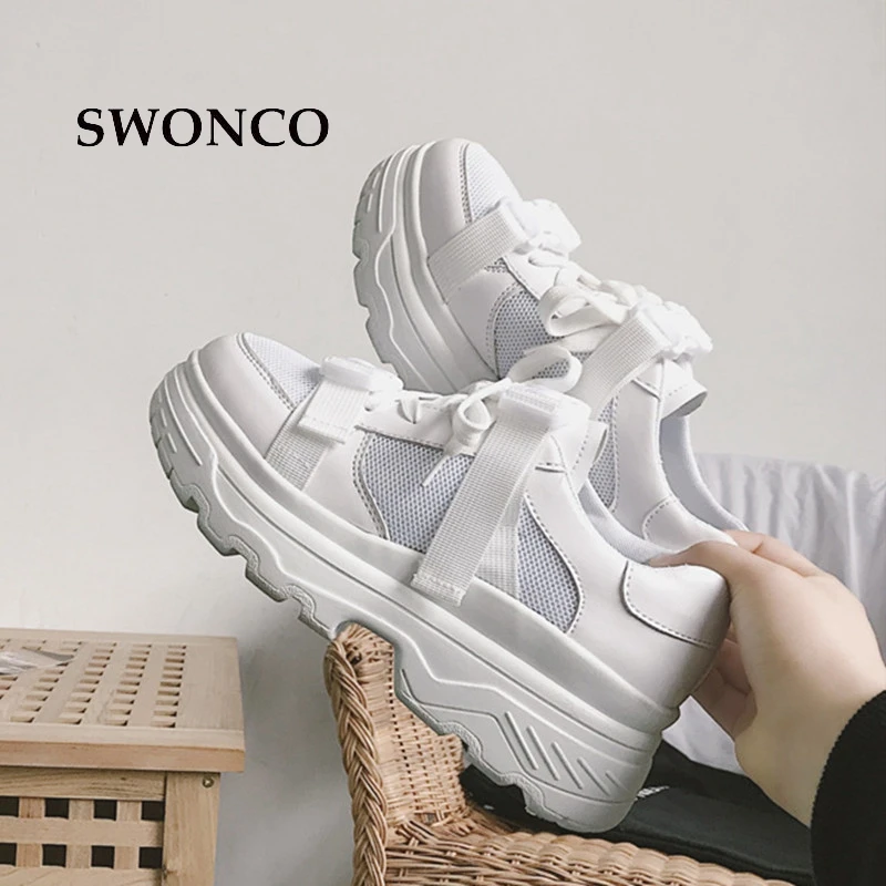 Кроссовки SWONCO женские на платформе Вулканизированная подошва дышащая сетчатая