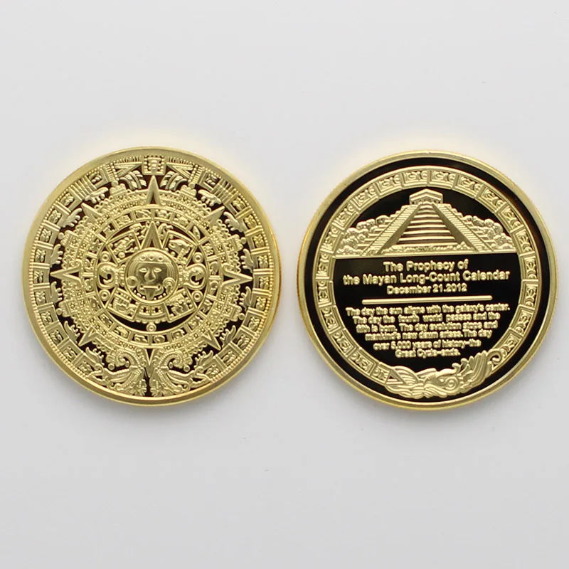 maya coin 1 шт Тайная вечеря масонский Титаник слиток бар монеты золото посеребренный щит Биткоин Майя Трамп Месси коллекция монет - Цвет: maya coin