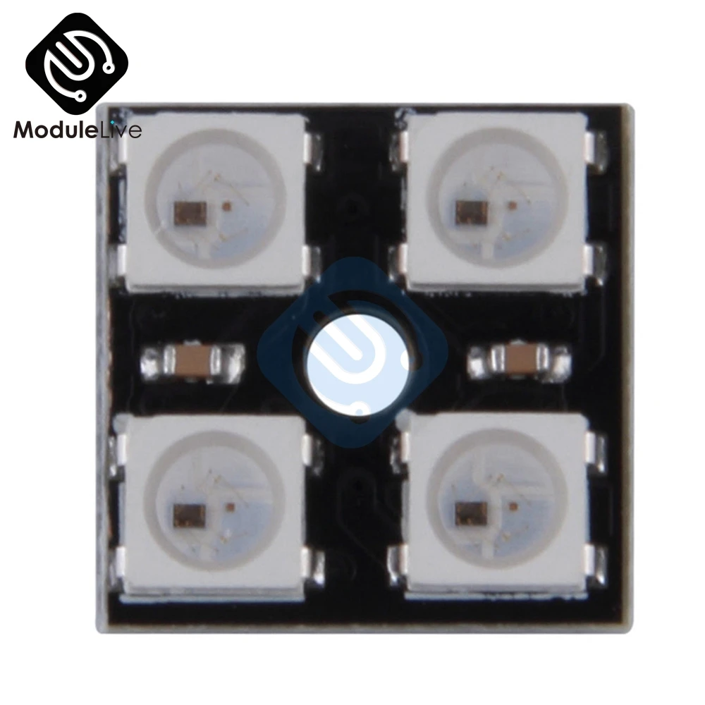 WS2812B 2*2 4 бит полноцветный 5050 RGB светодиодный лампа панель светильник Suqare плата для