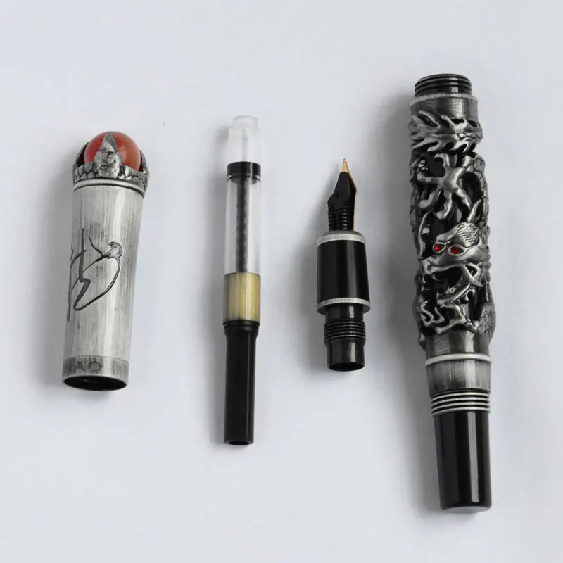 JINHAO DRAGON KING PLAY PEARL античная серебряная кисть с отделкой EMBOSS 18KGP прекрасная перьевая