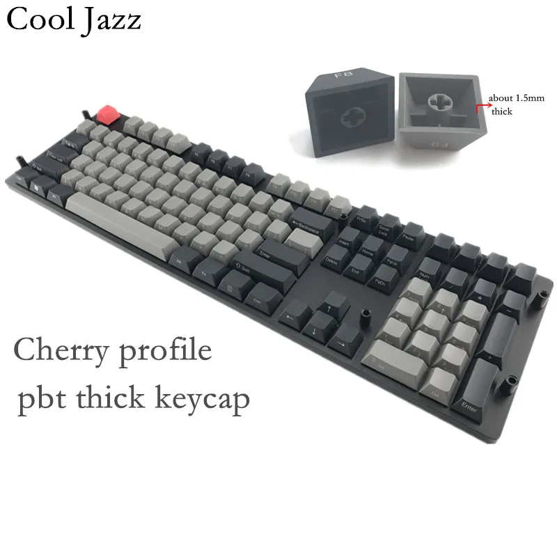 Крутая джаз черная серая Смешанная Dolch Толстая PBT 104 87 61 кепка для ключей Mac