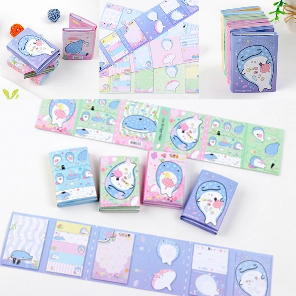 Милый КИТ шаблон складной блокнот липкая закладка для заметок подарок